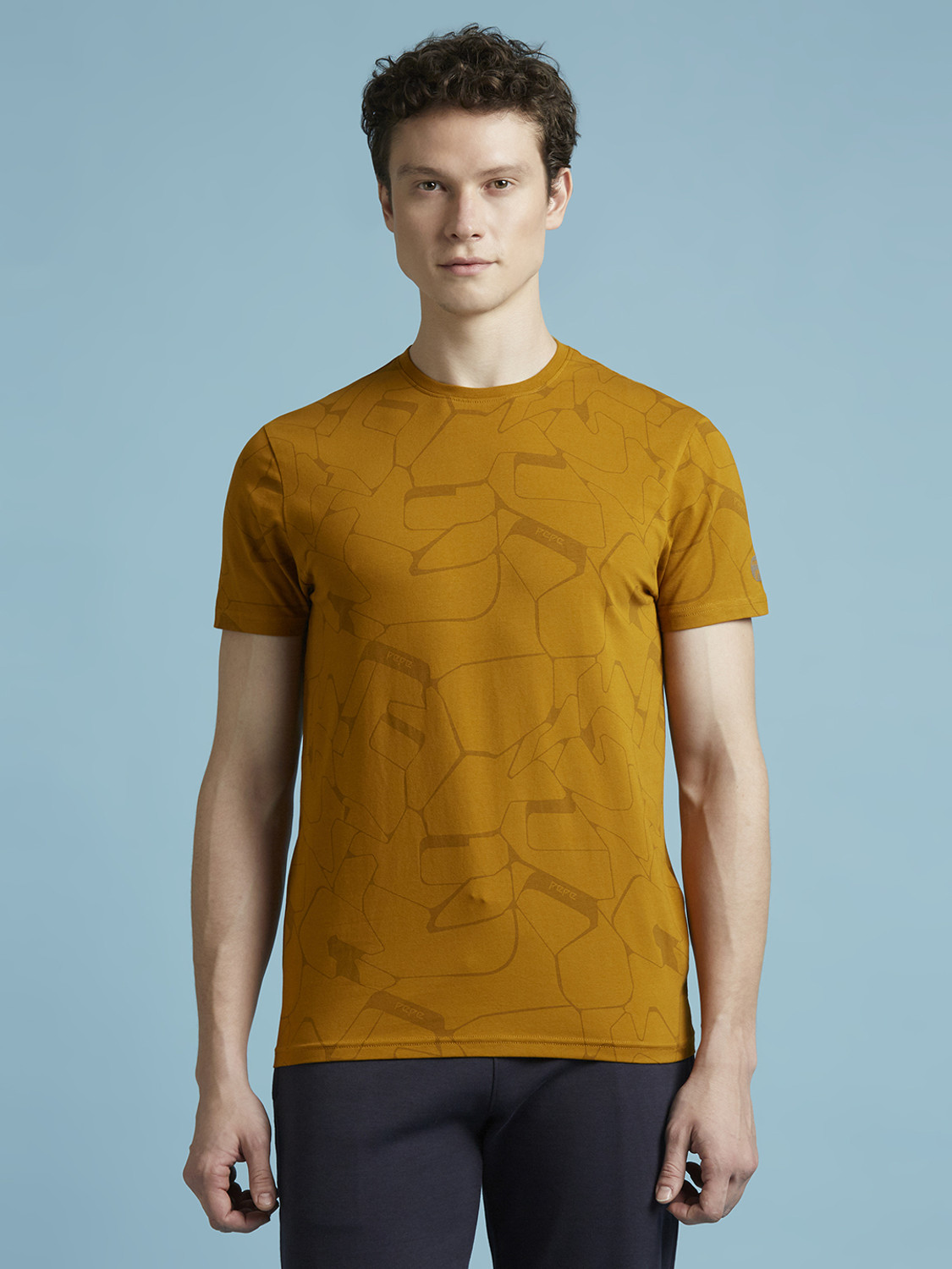 Image of Pepe Jeans Abstract Men Crew Neck Yellow T-Shirt