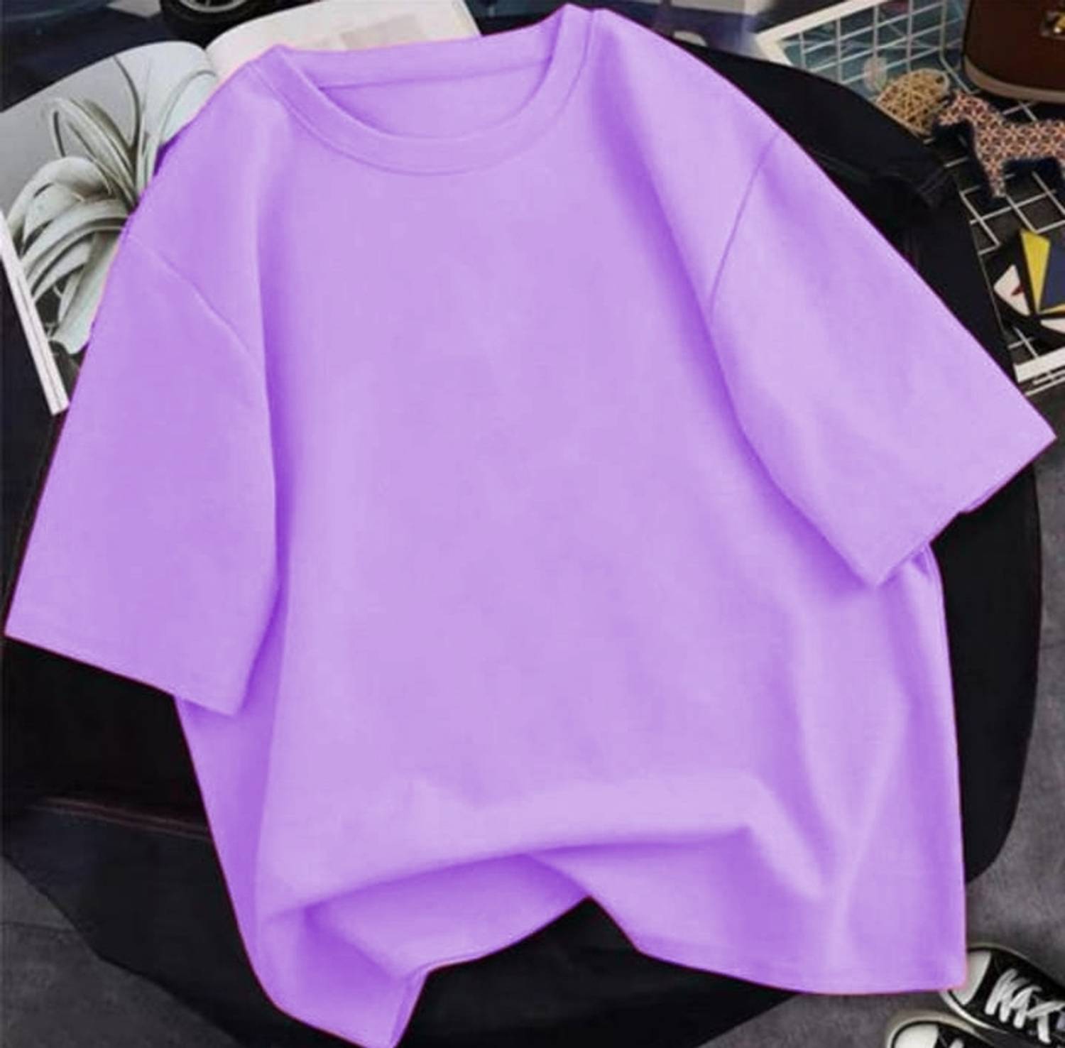 LWEXS Solid Women Round Neck Purple T-Shirt