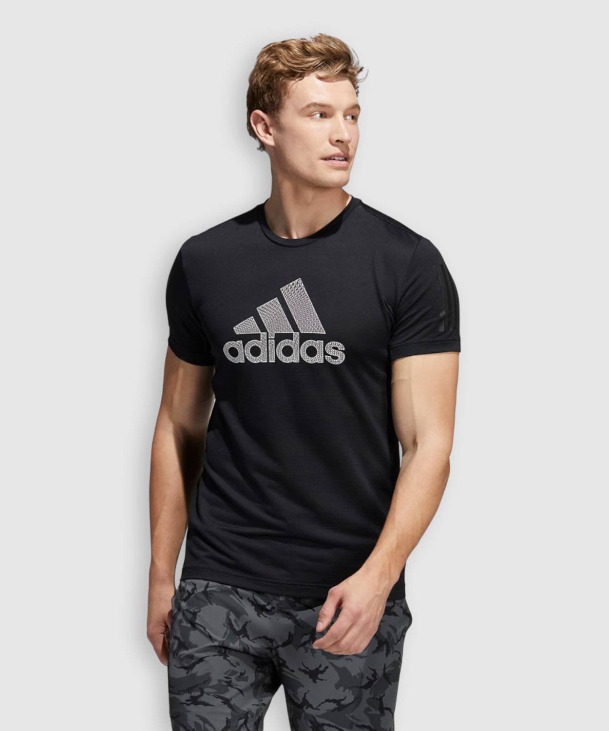ADIDAS Printed Men Round Neck Black T-Shirt