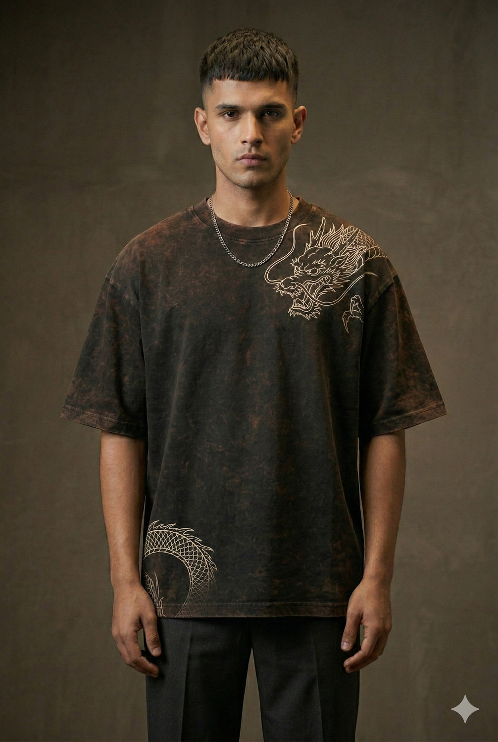 Image of Chunky Graphic Print Men Round Neck Black T-Shirt