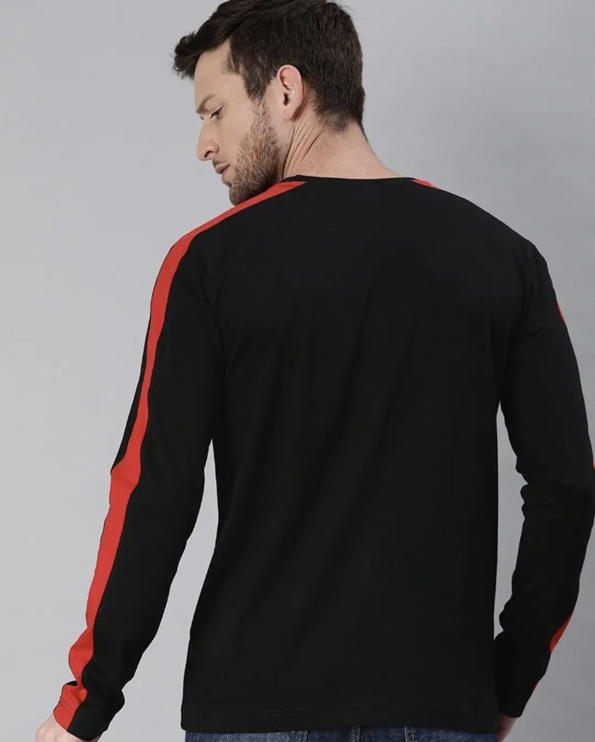 Image of Smart Colors Colorblock Men Round Neck Black T-Shirt