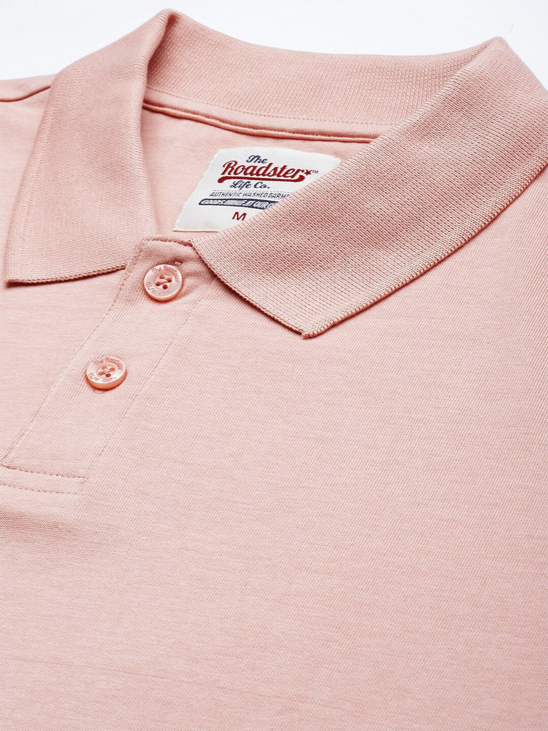 Image of Roadster Solid Men Polo Neck Pink T-Shirt