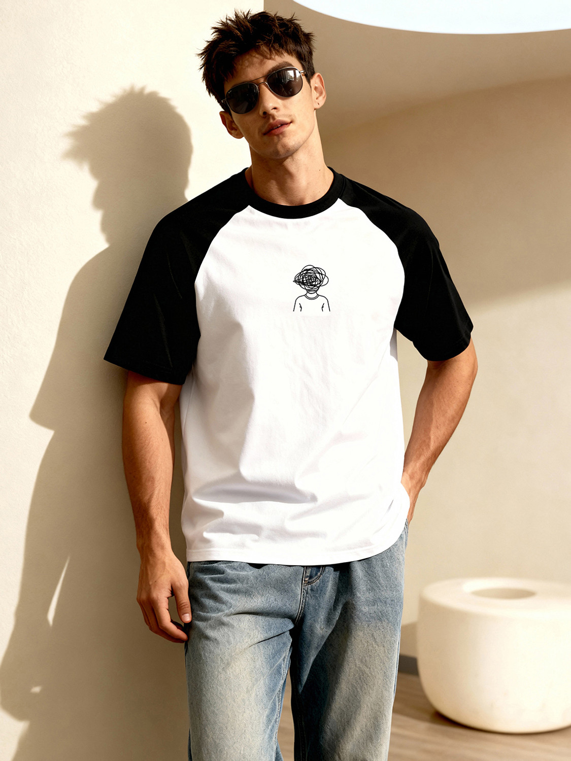 Image of TOM MILTON Men Graphic Print Round Neck Pure Cotton White T-Shirt