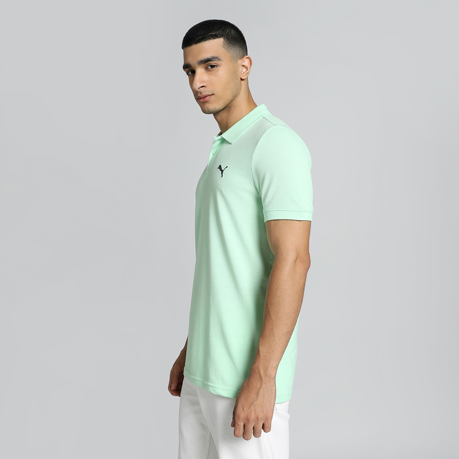 Image of PUMA Solid Men Polo Neck Green T-Shirt