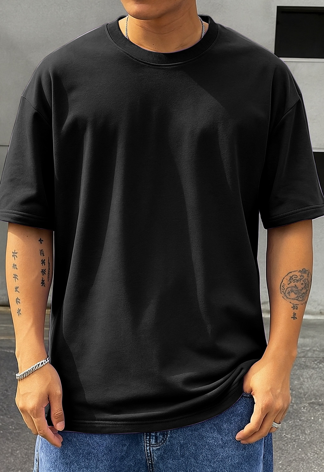Image of tripster Graphic Print Men Round Neck Black T-Shirt