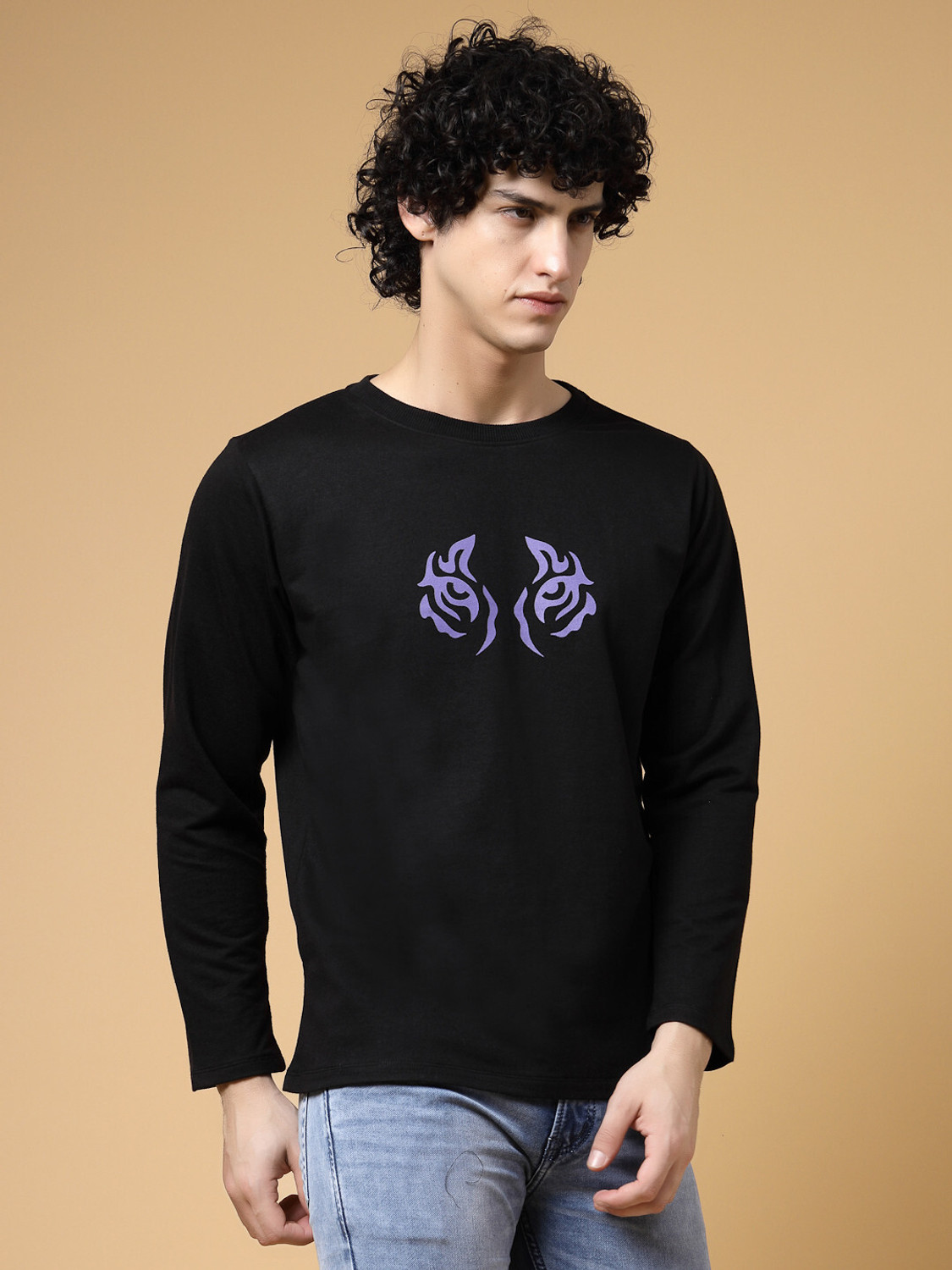 Image of RIGO Printed, Typography Men Round Neck Black T-Shirt