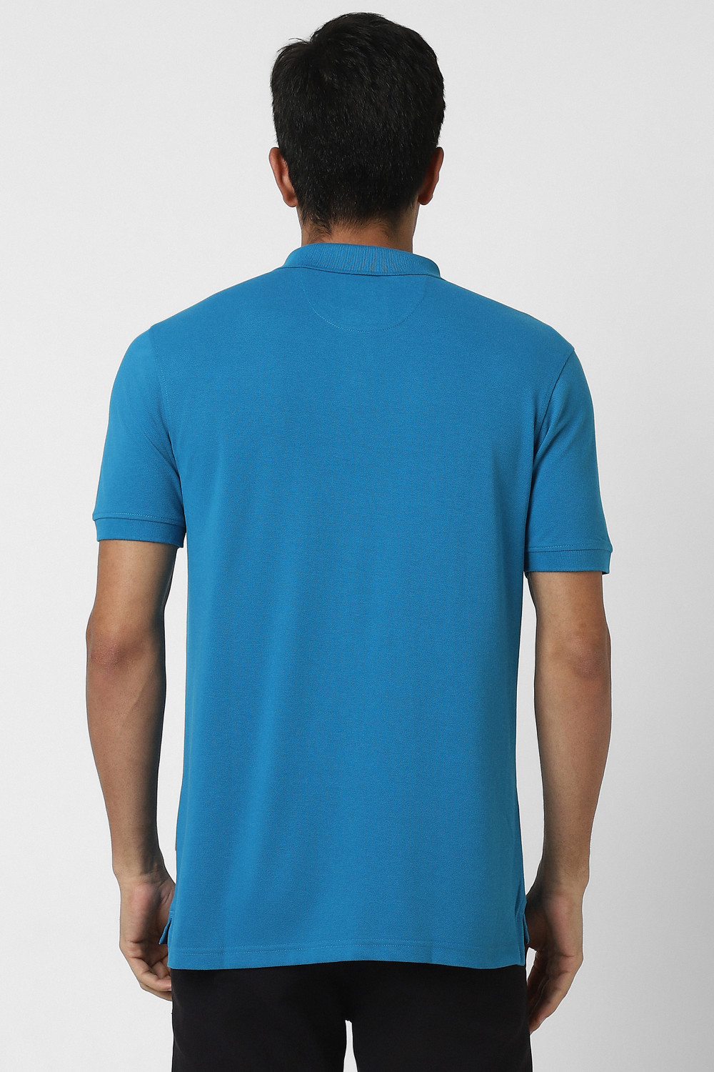 Image of VAN HEUSEN SPORT Self Design Men Polo Neck Blue T-Shirt
