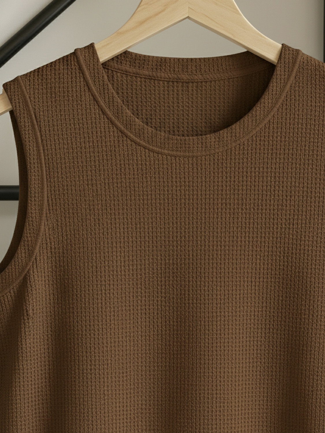 Image of TeeWink Solid Men Round Neck Brown T-Shirt