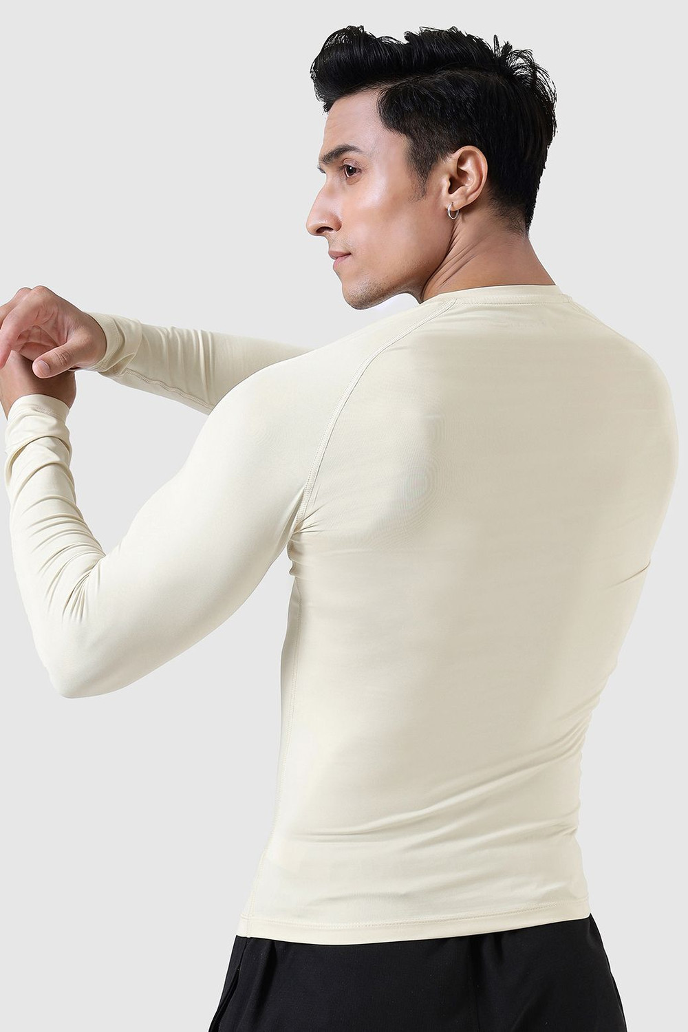 Image of FuaarK Solid Men Round Neck Beige T-Shirt