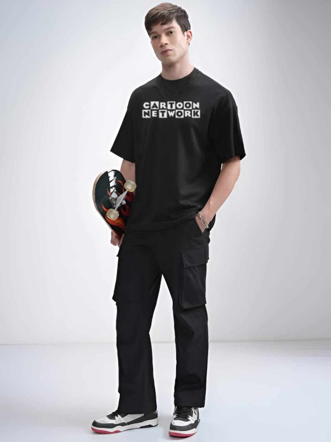 CARTOON NETWORK X ROYAL STANCE Graphic Print Men Round Neck Black T-Shirt