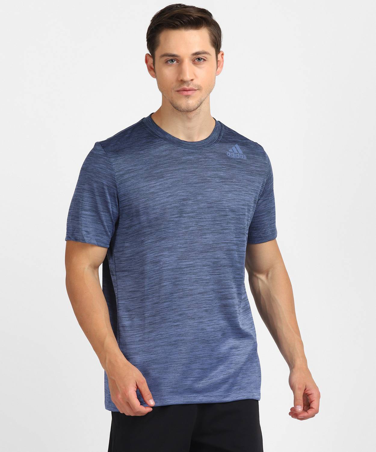 ADIDAS Printed Men Round Neck Blue T-Shirt
