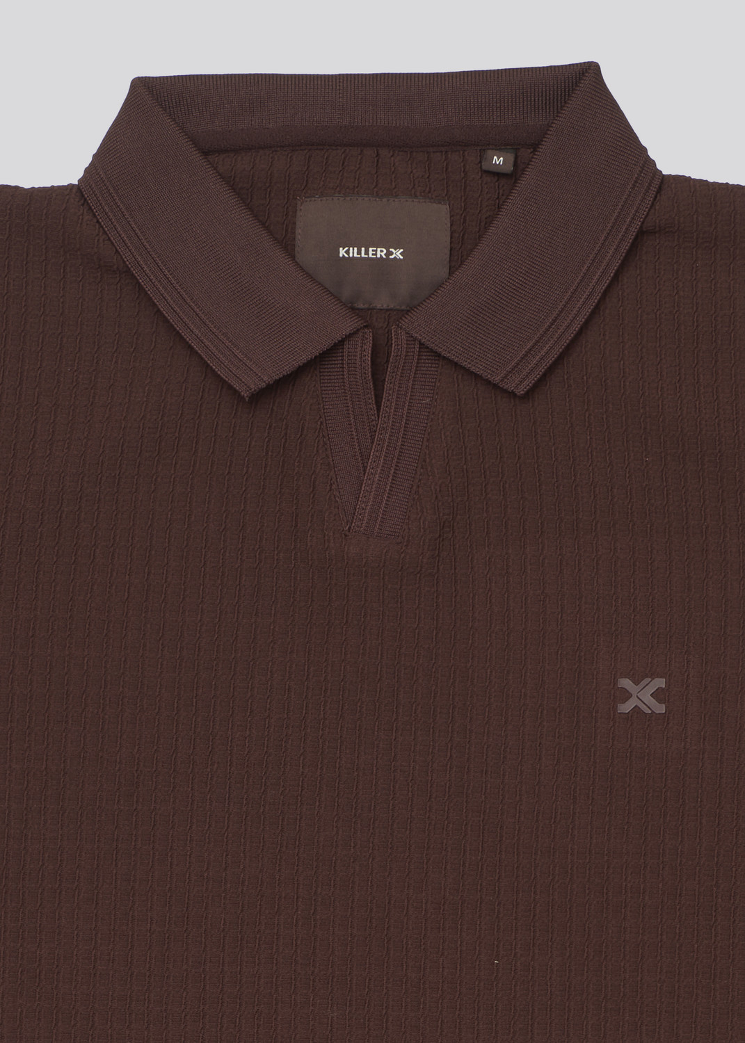 Image of KILLER Self Design Men Polo Neck Brown T-Shirt