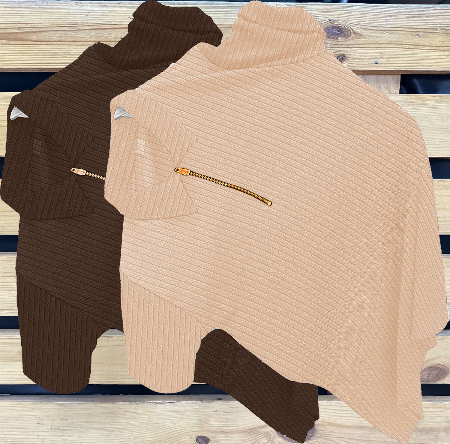 KAJARU Pack of 2 Men Self Design Polo Neck Polyester Beige, Brown