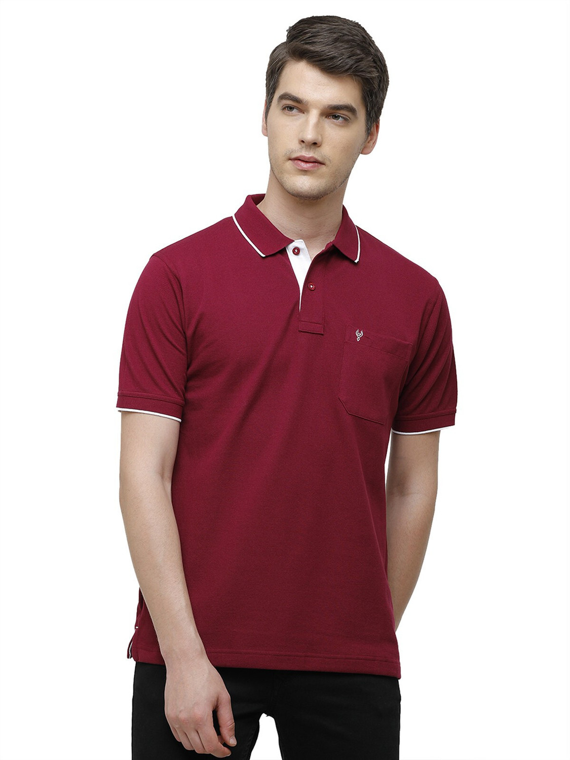 Image of Classic Polo Solid Men Polo Neck Maroon T-Shirt