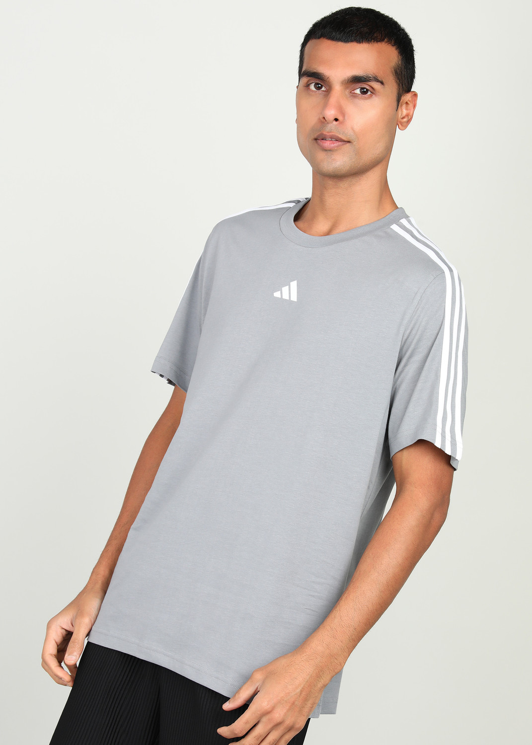 Image of ADIDAS Solid Men Round Neck Grey T-Shirt