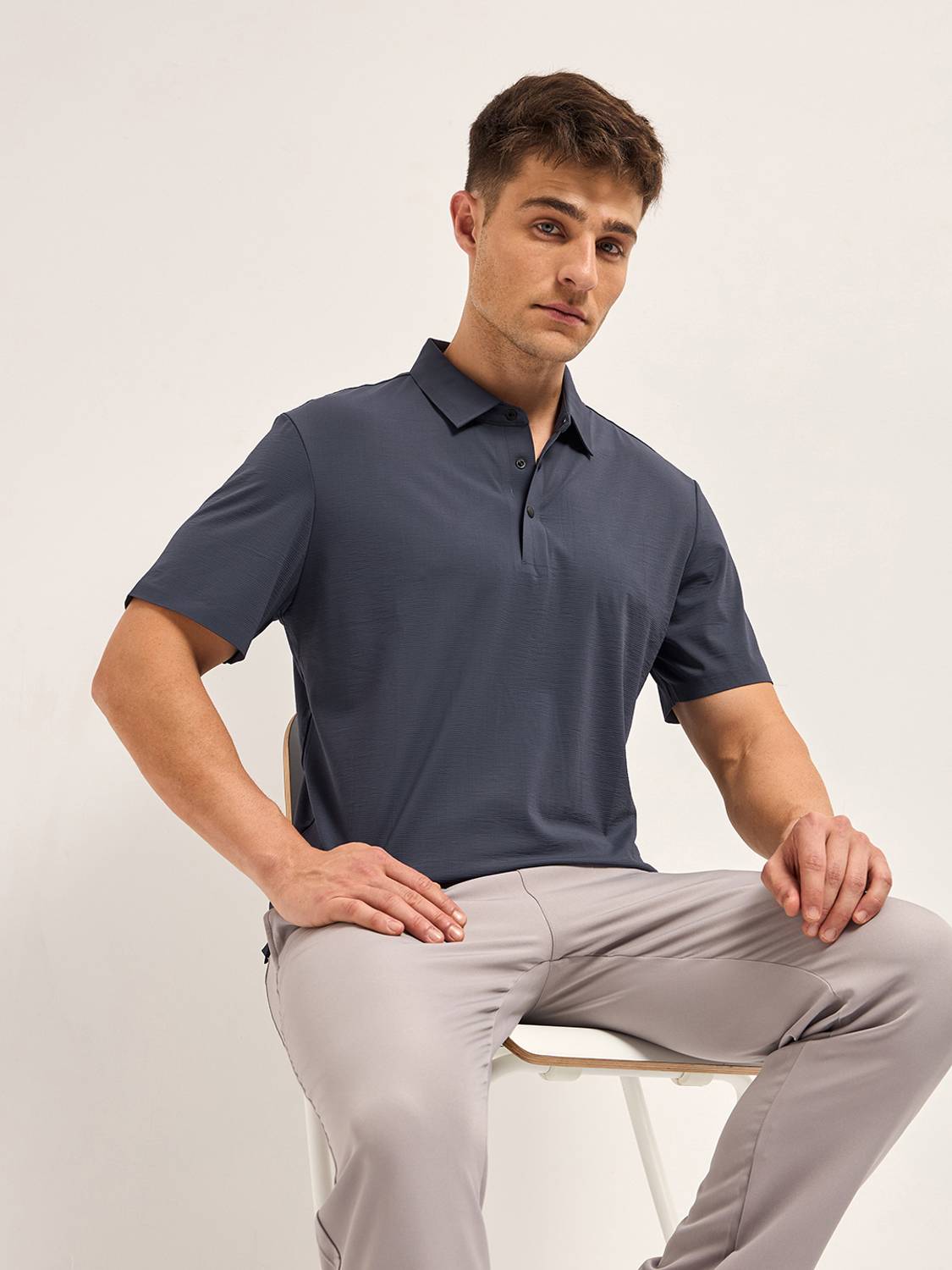 THE BEAR HOUSE Solid Men Polo Neck Blue T-Shirt