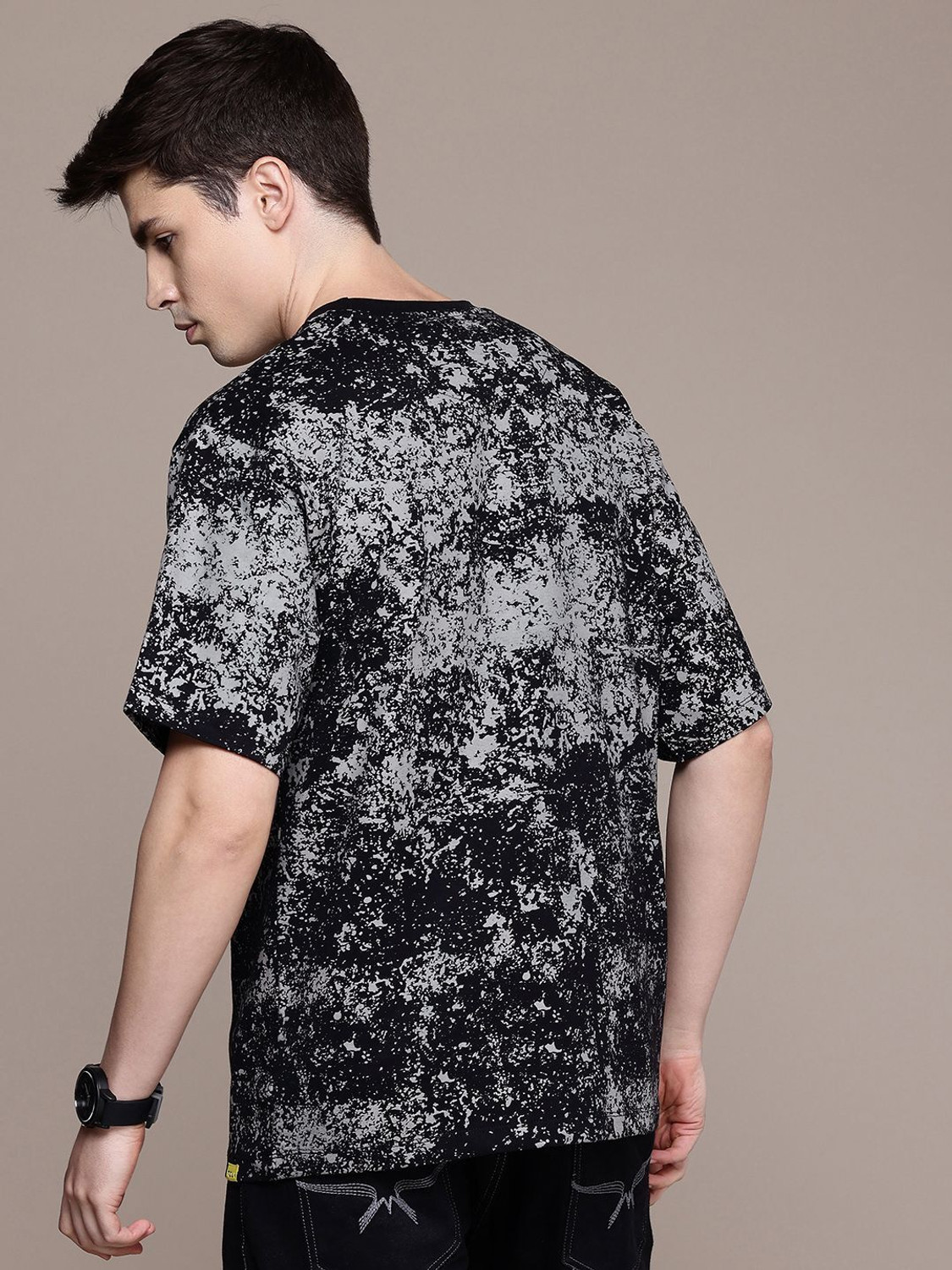 Image of FCUK Printed Men Round Neck Black T-Shirt