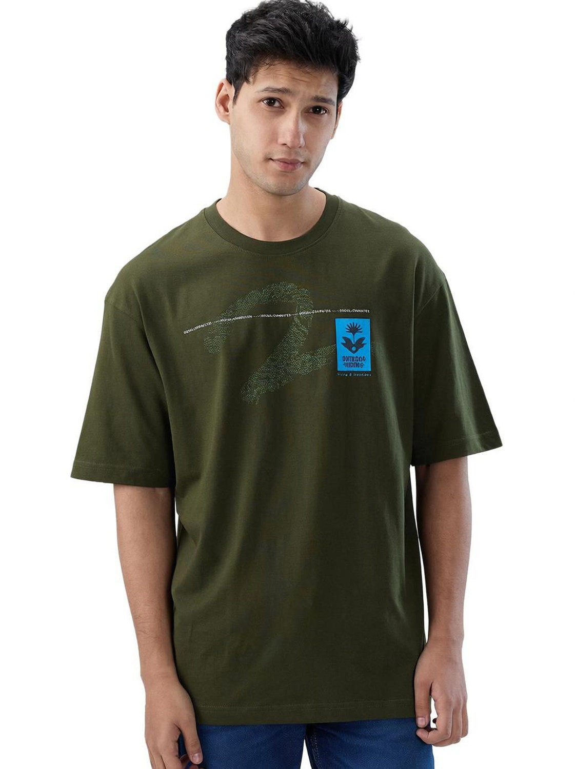 Image of Spykar Solid Men Round Neck Green T-Shirt