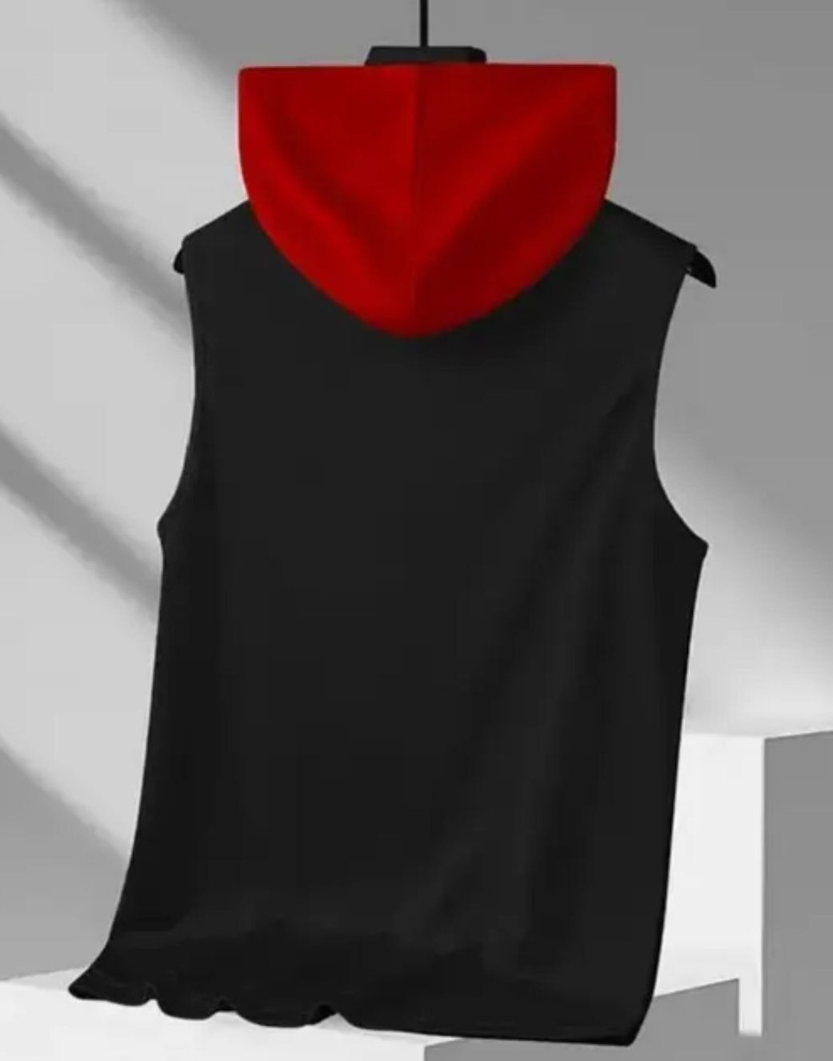 Image of ELABOT Solid Men Hooded Neck Red, Black T-Shirt