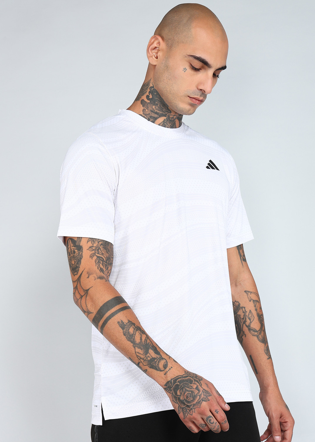 Image of ADIDAS Graphic Print Men Crew Neck White T-Shirt