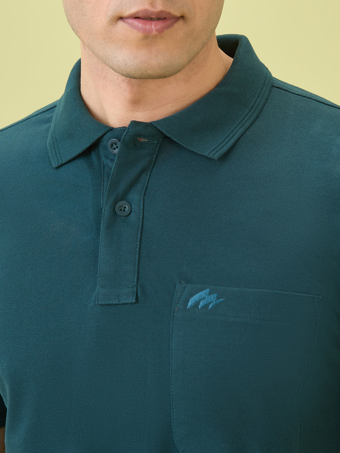 Image of Hint Solid Men Polo Neck Light Green T-Shirt