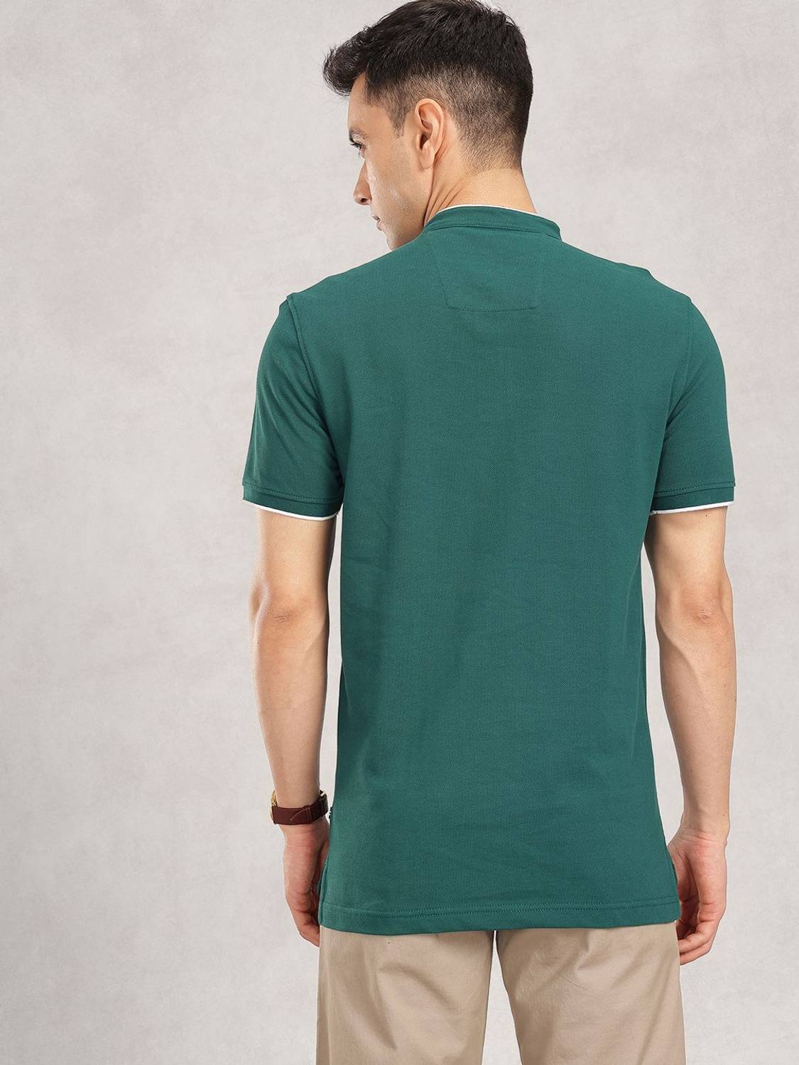 NAUTICA Printed Men Mandarin Collar Green T-Shirt - Buy NAUTICA