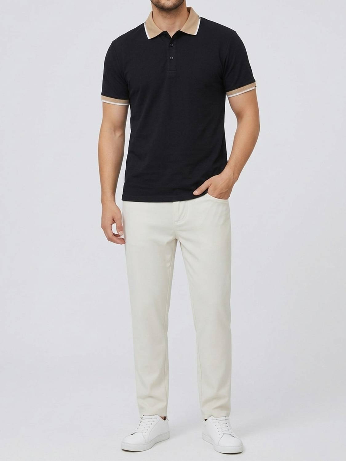 JUST ROAR Colorblock Men Polo Neck Multicolor T-Shirt - Image 5