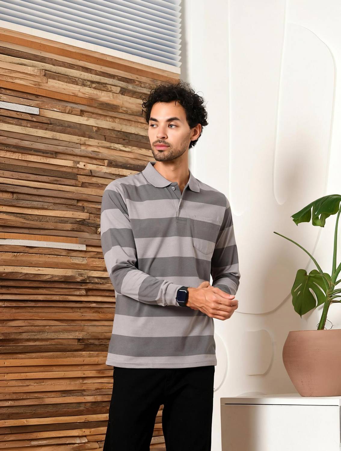 Arbour Striped Men Polo Neck Multicolor T-Shirt