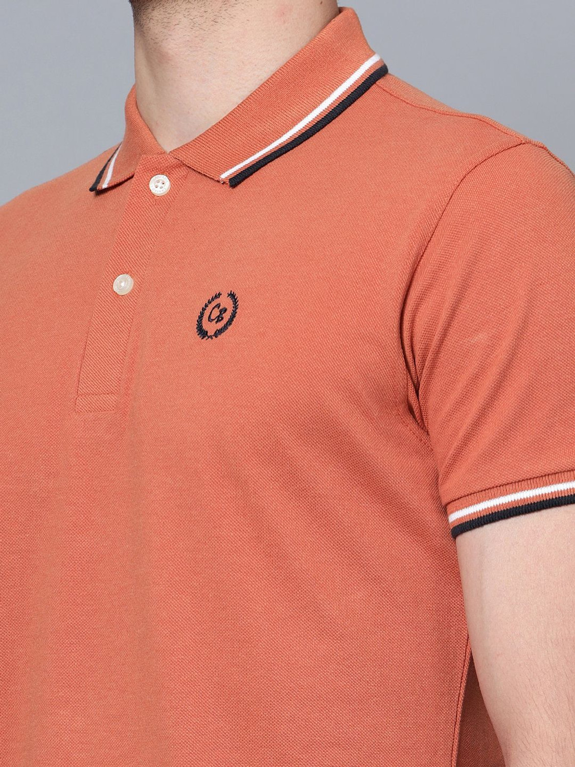 Image of CANTABIL Solid Men Polo Neck Brown T-Shirt