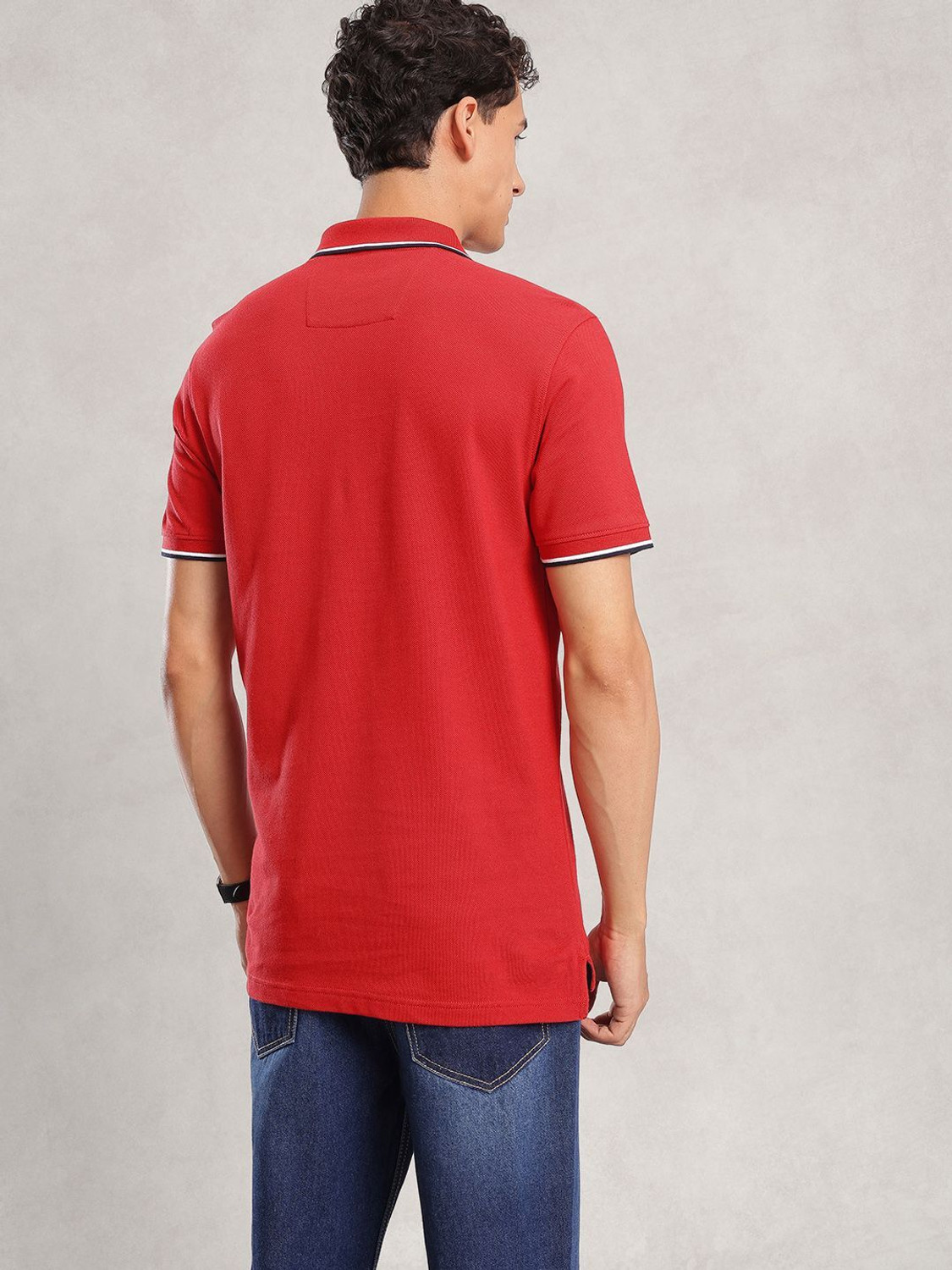 Image of NAUTICA Striped Men Polo Neck Red T-Shirt