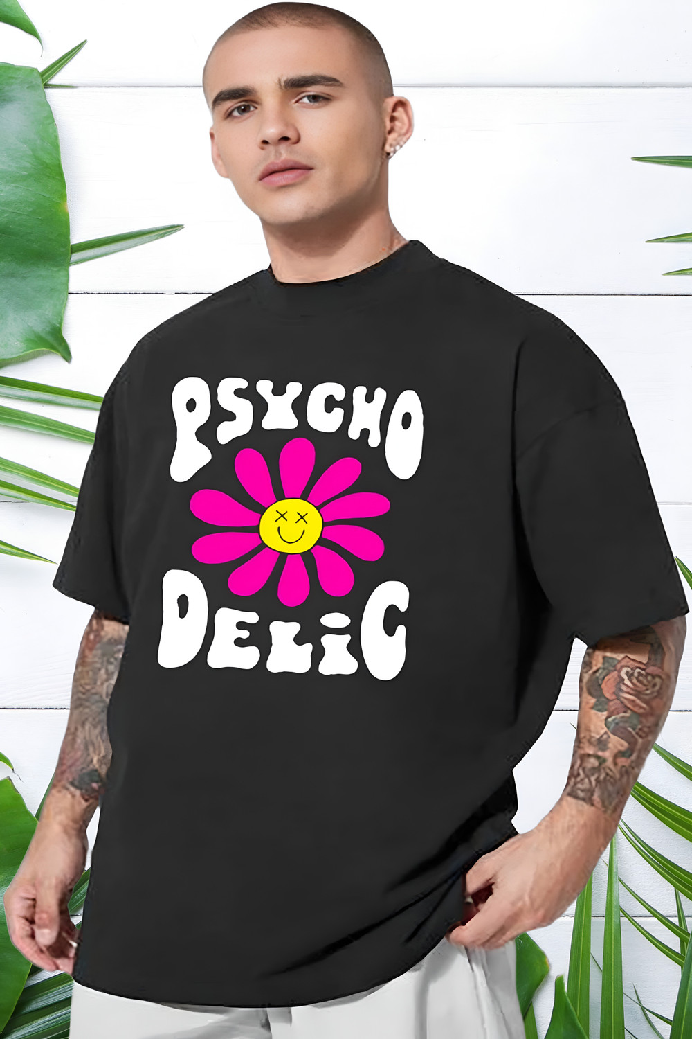 Image of London Hills Graphic Print Men Round Neck Black T-Shirt