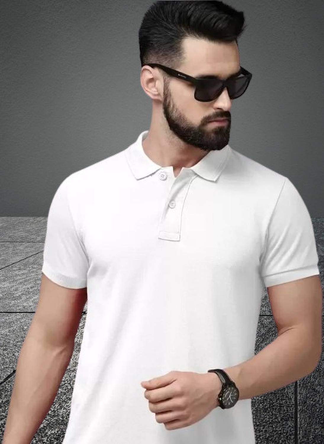 CREATIVE SPORTS Solid Men Polo Neck White T-Shirt