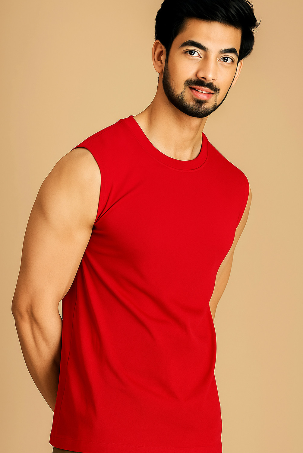 Image of Jangoboy Solid Men Round Neck Grey, Red T-Shirt