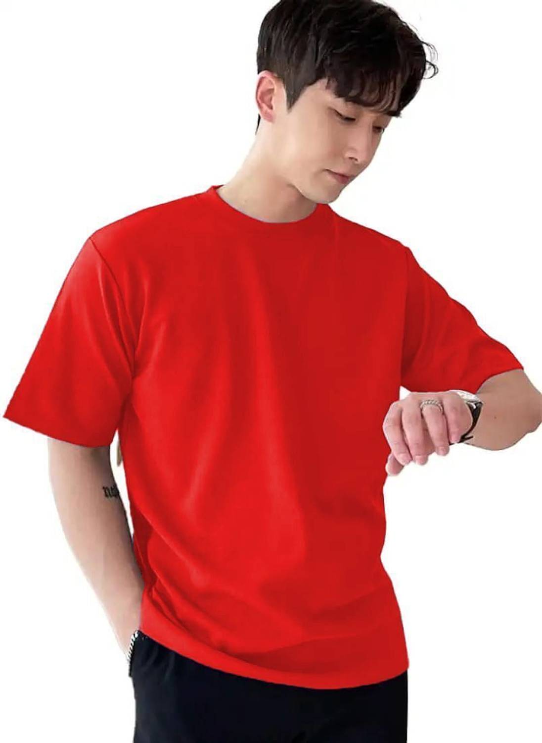 SAHHUONESH TREND Solid Men Round Neck Red T-Shirt