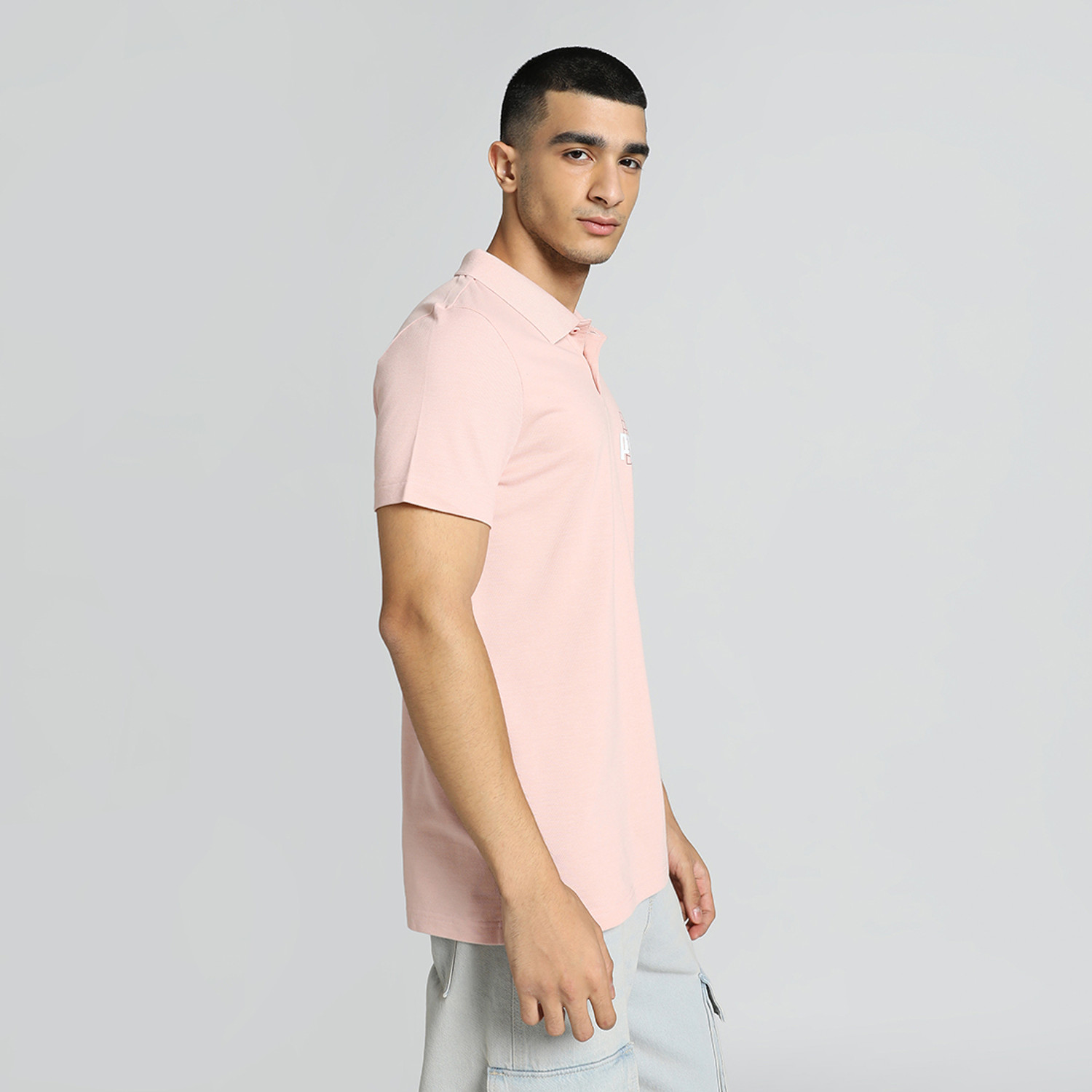 Image of PUMA Printed Men Polo Neck Pink T-Shirt