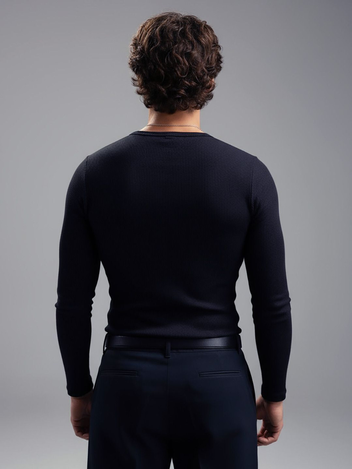 Image of FUGAZEE Solid Men Henley Neck Black T-Shirt