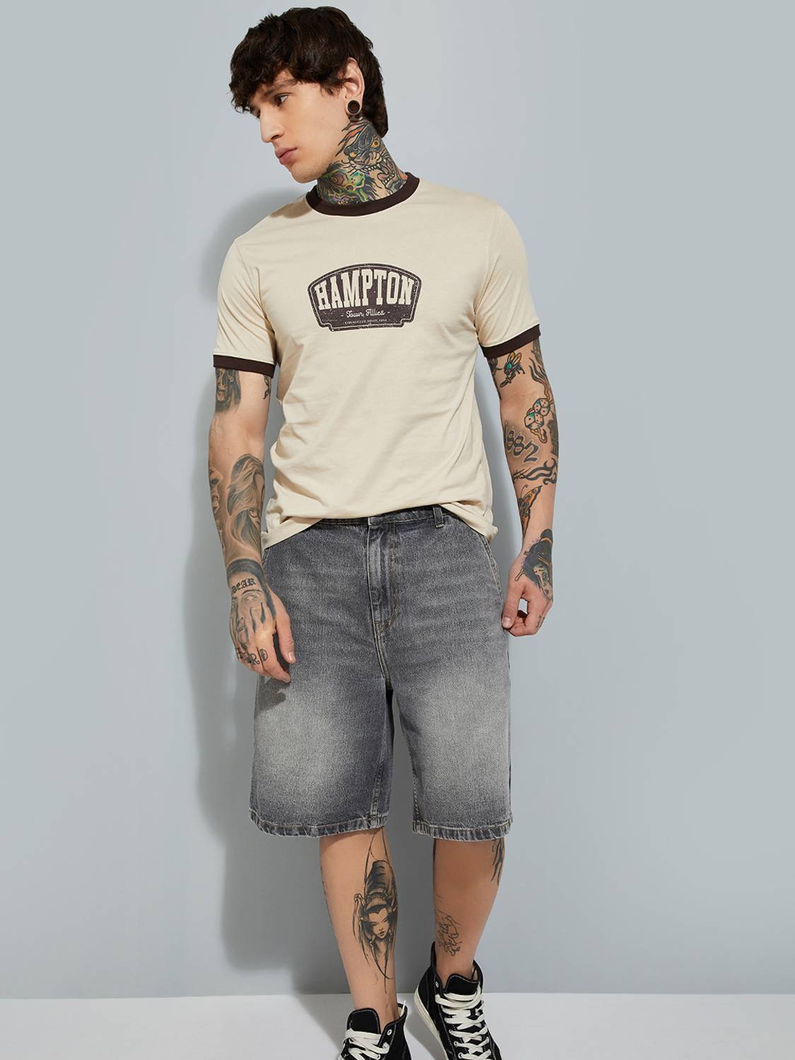 MAX Men Beige Round Neck T-Shirt - Image 3