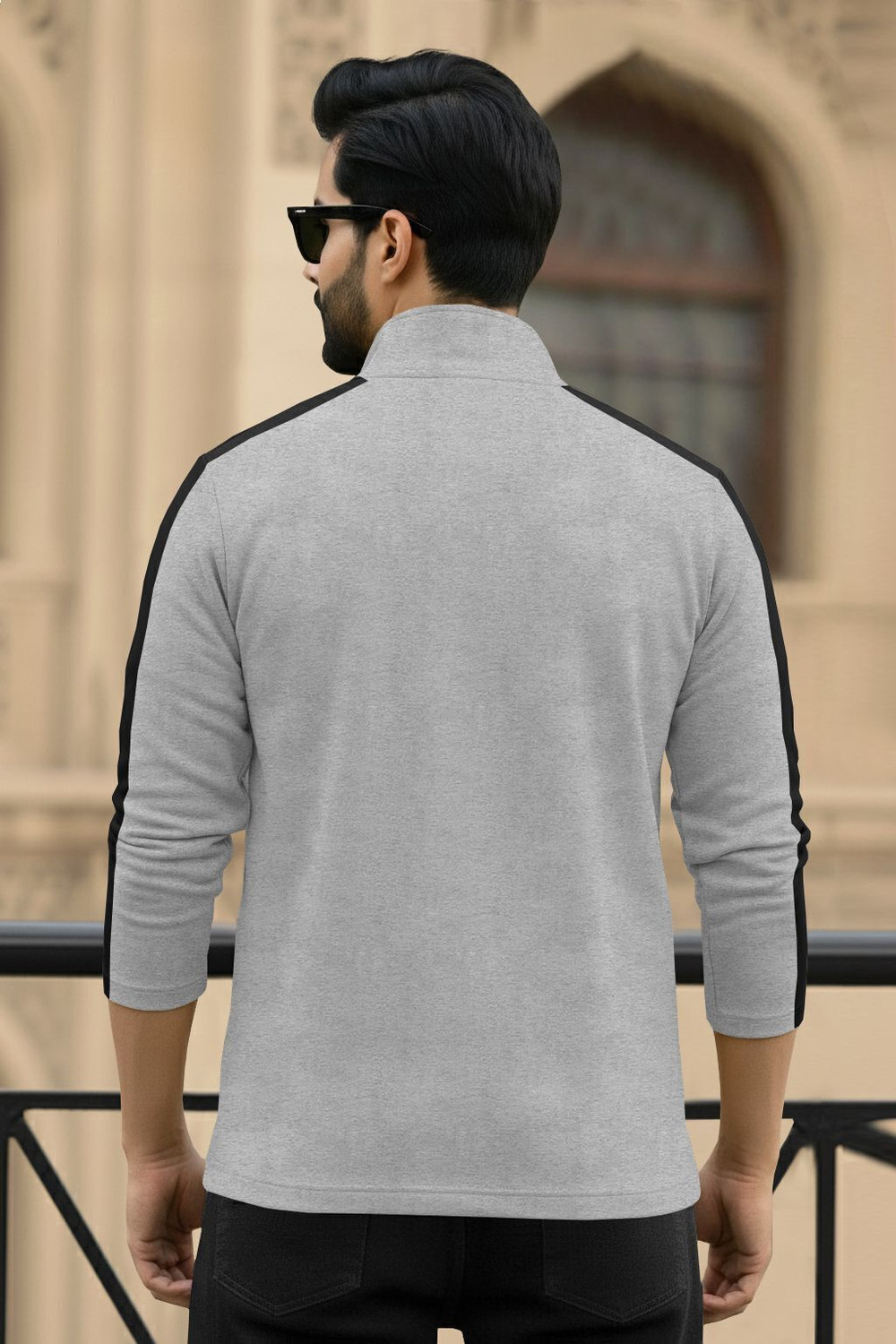 Image of TRIPR Printed Men Henley Neck Grey, Black T-Shirt