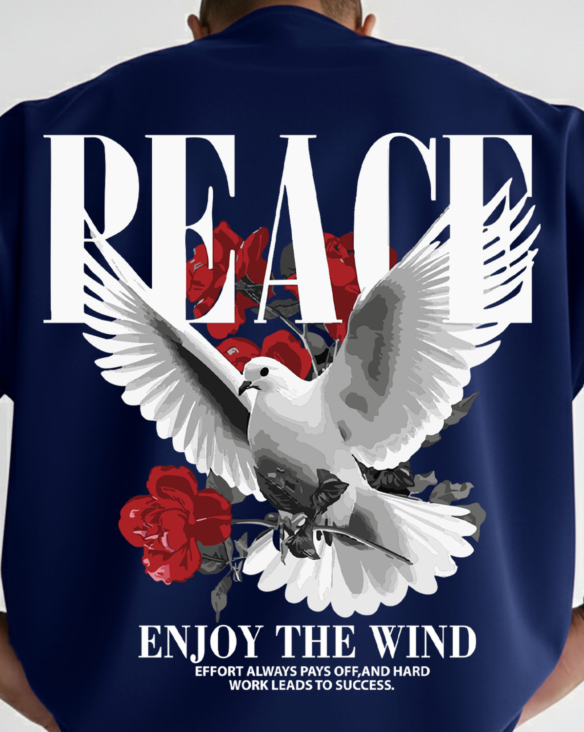 Image of AUSK Printed Men Round Neck Blue, White T-Shirt