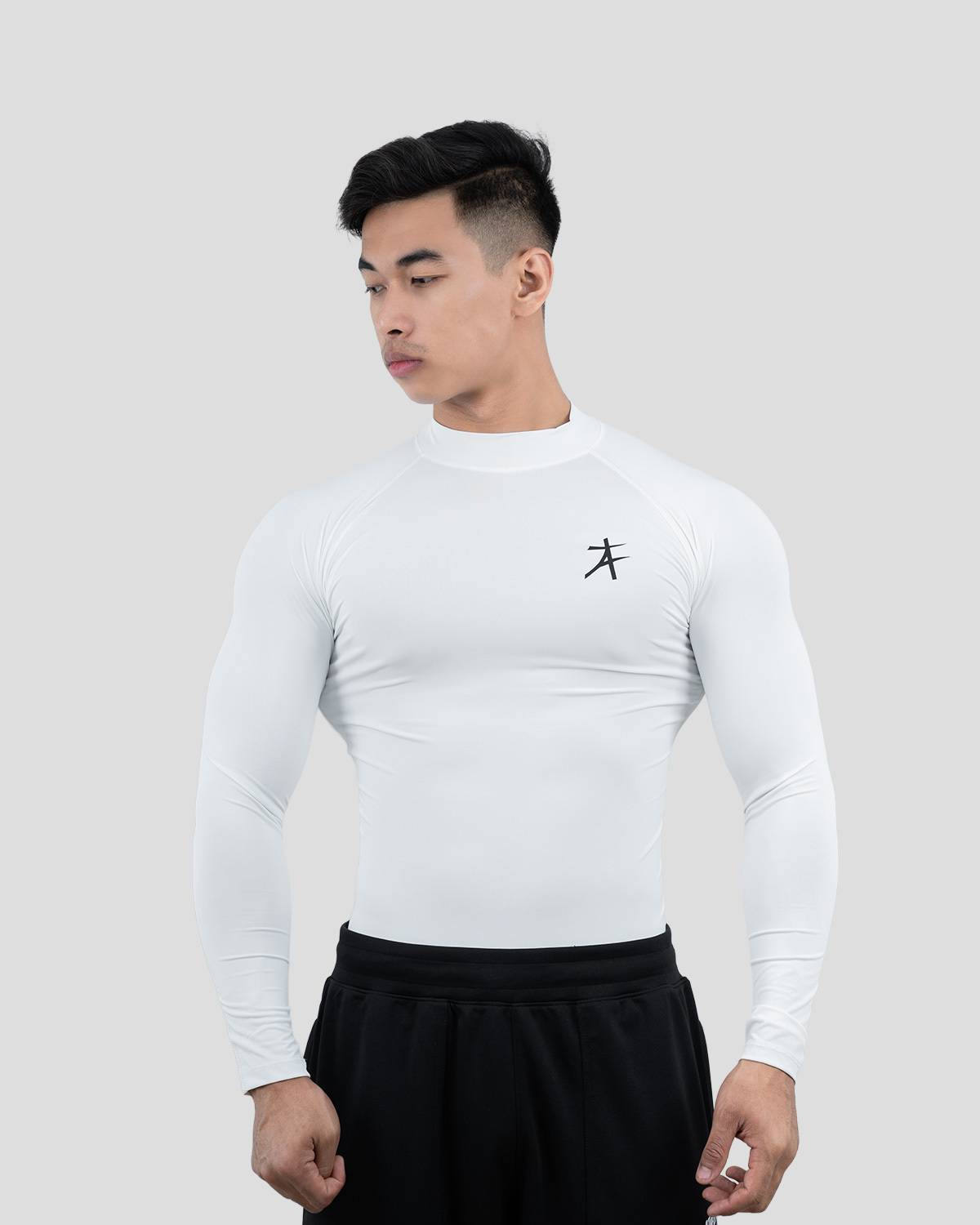 Athflex Men White High Neck T-Shirt - Image 1