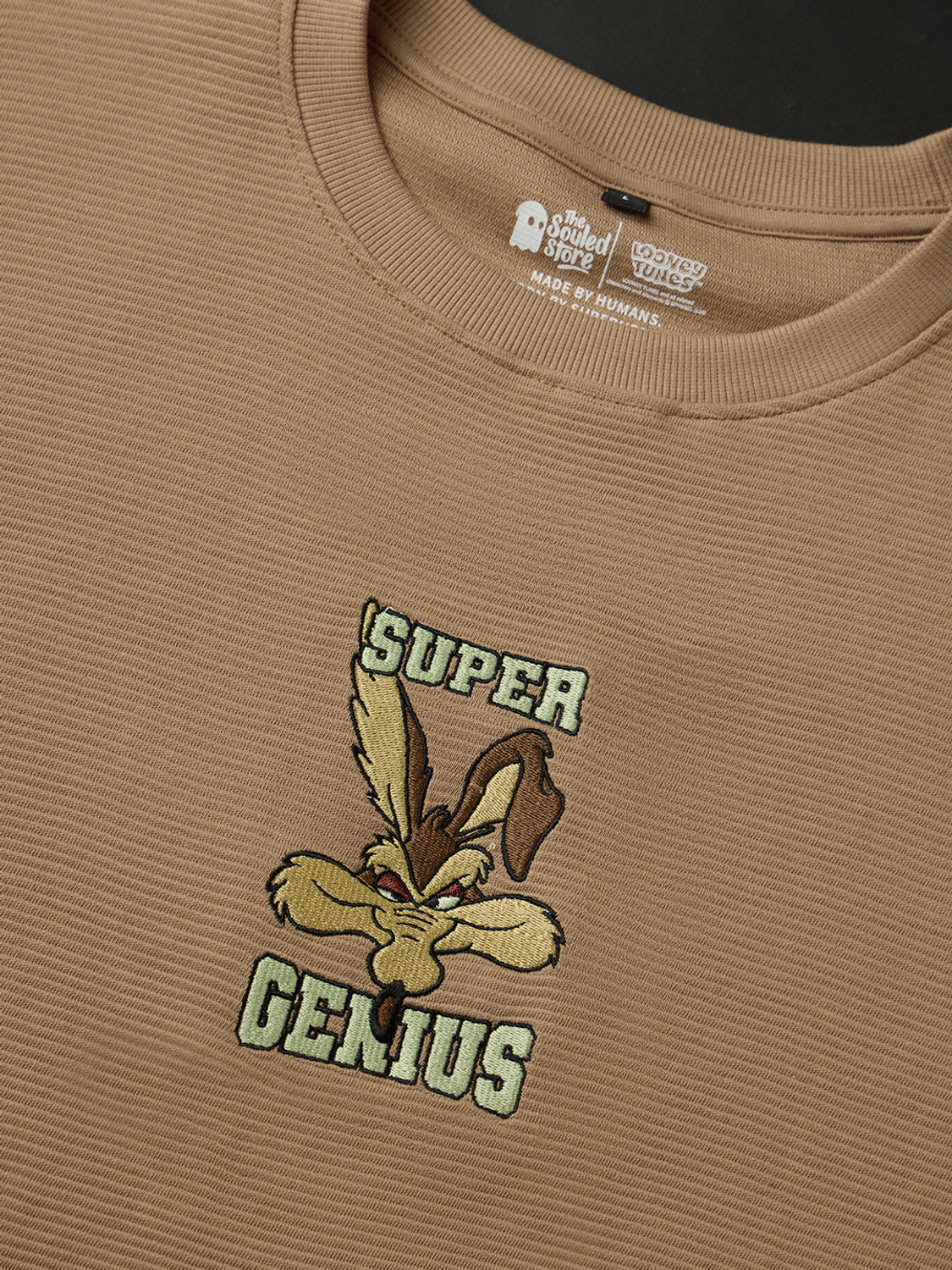 Image of The Souled Store Cartoon Men Round Neck Brown T-Shirt