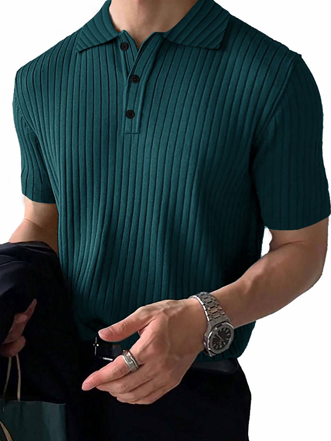 EyeBogler Men's Green Polo Neck T-Shirt