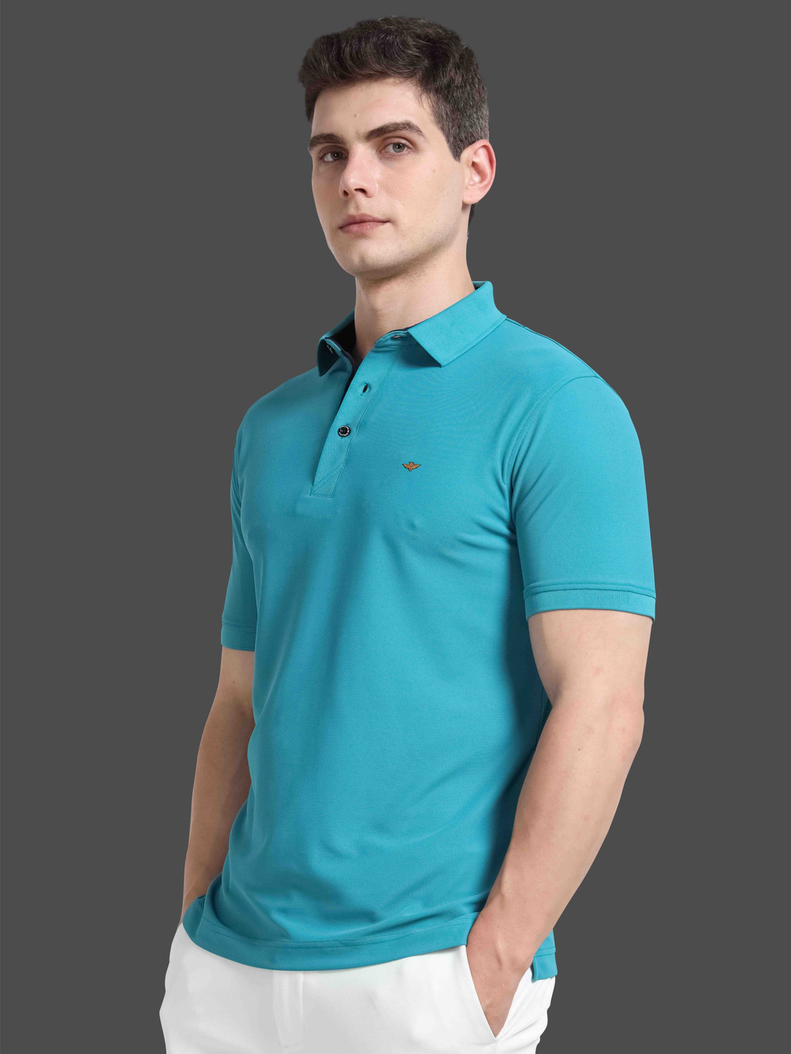 Image of Stellers Solid Men Polo Neck Light Green T-Shirt