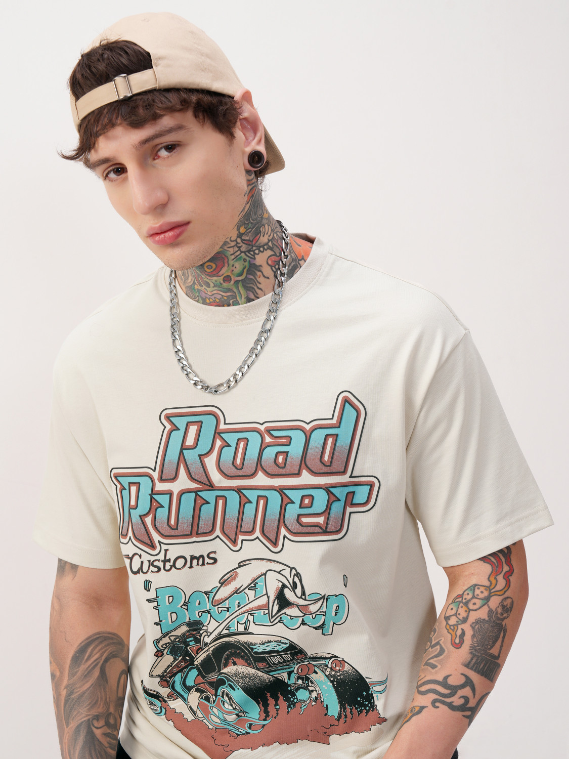 Image of HIGHLANDER Printed Men Round Neck White T-Shirt