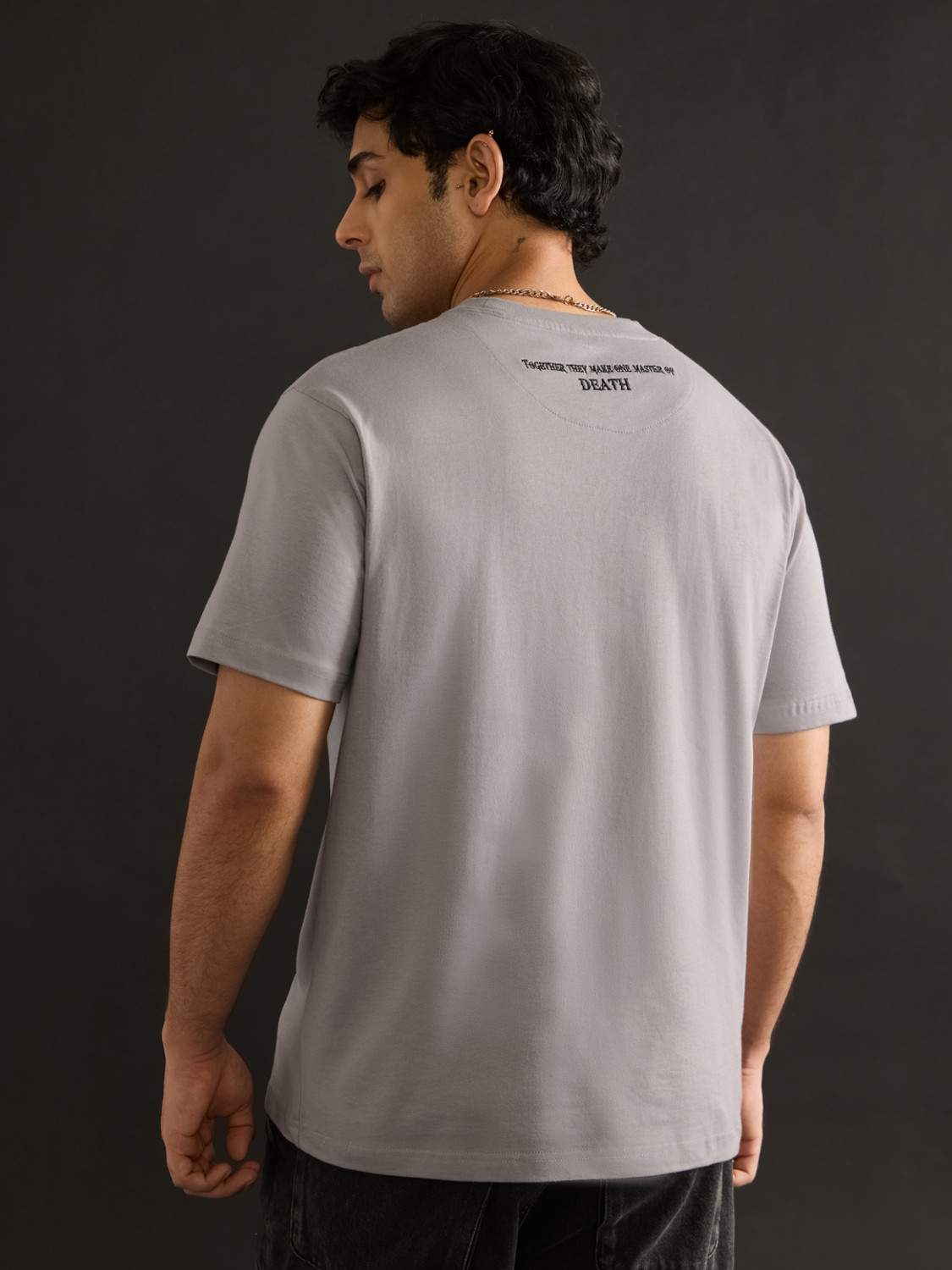 Image of The Souled Store Typography, Printed Men Round Neck Grey T-Shirt