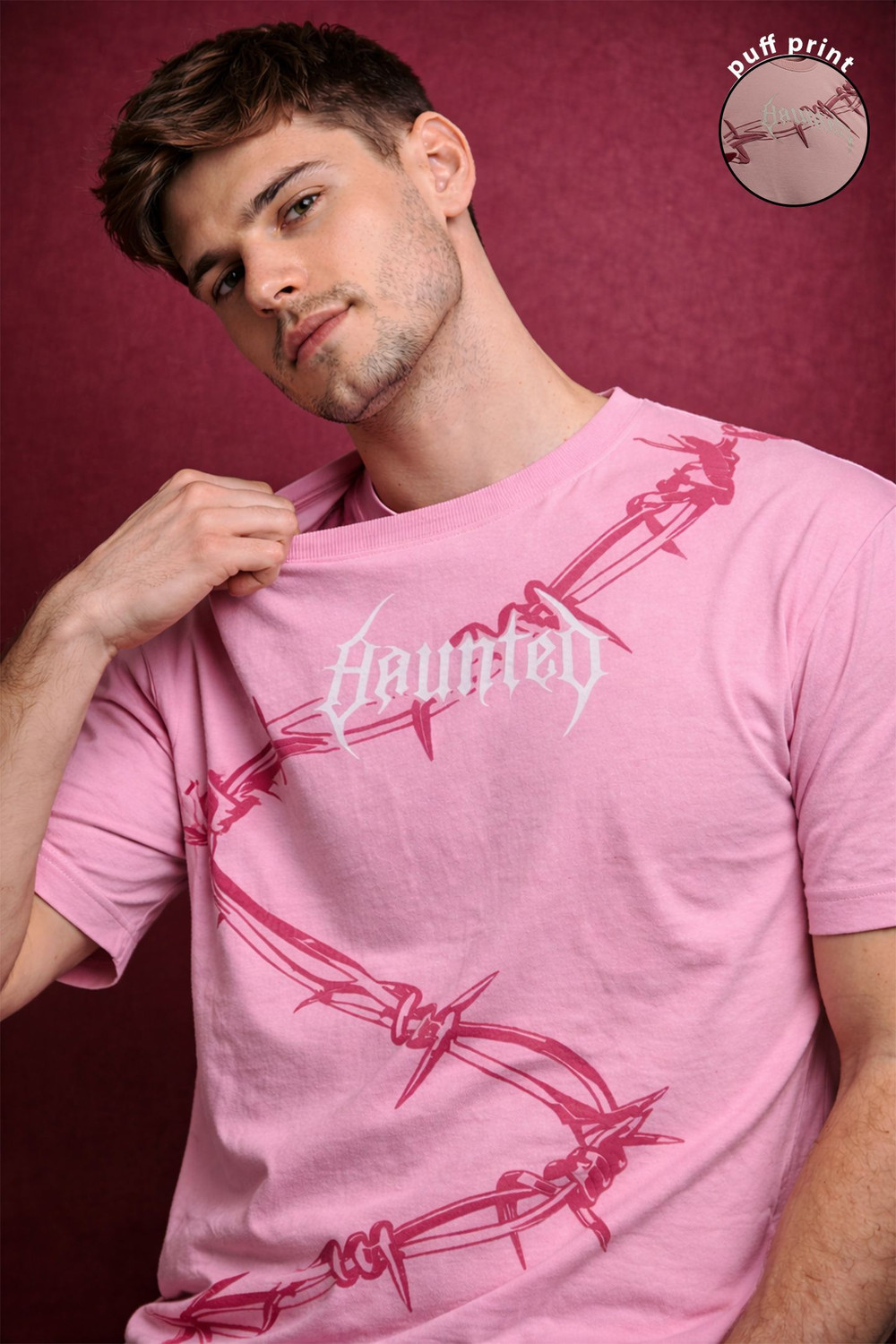 Image of Kapda Kulture Typography, Graphic Print, Solid Men Round Neck Reversible Pink T-Shirt