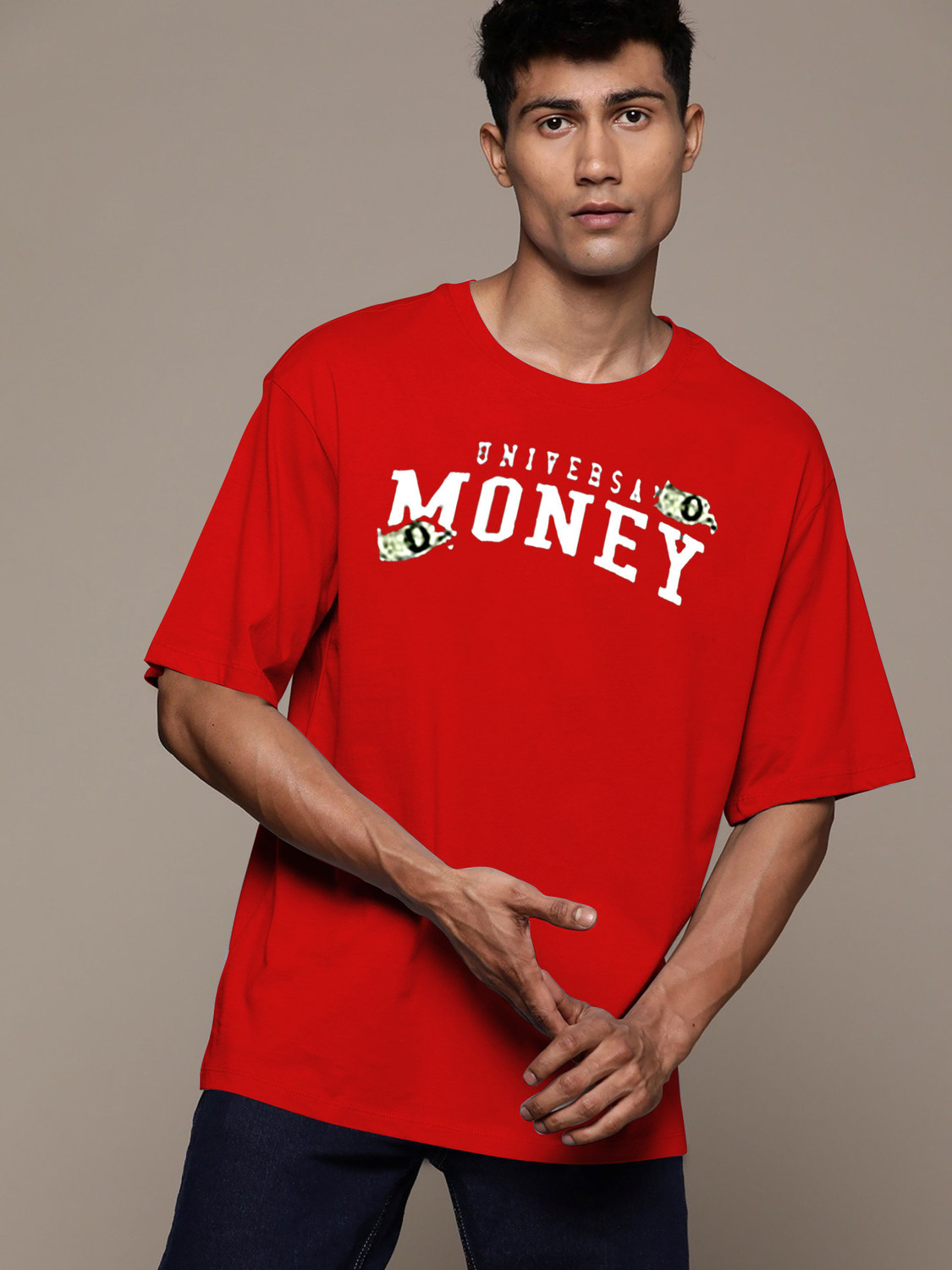 Image of Beaumen Printed, Typography, Graphic Print Men Round Neck Red T-Shirt
