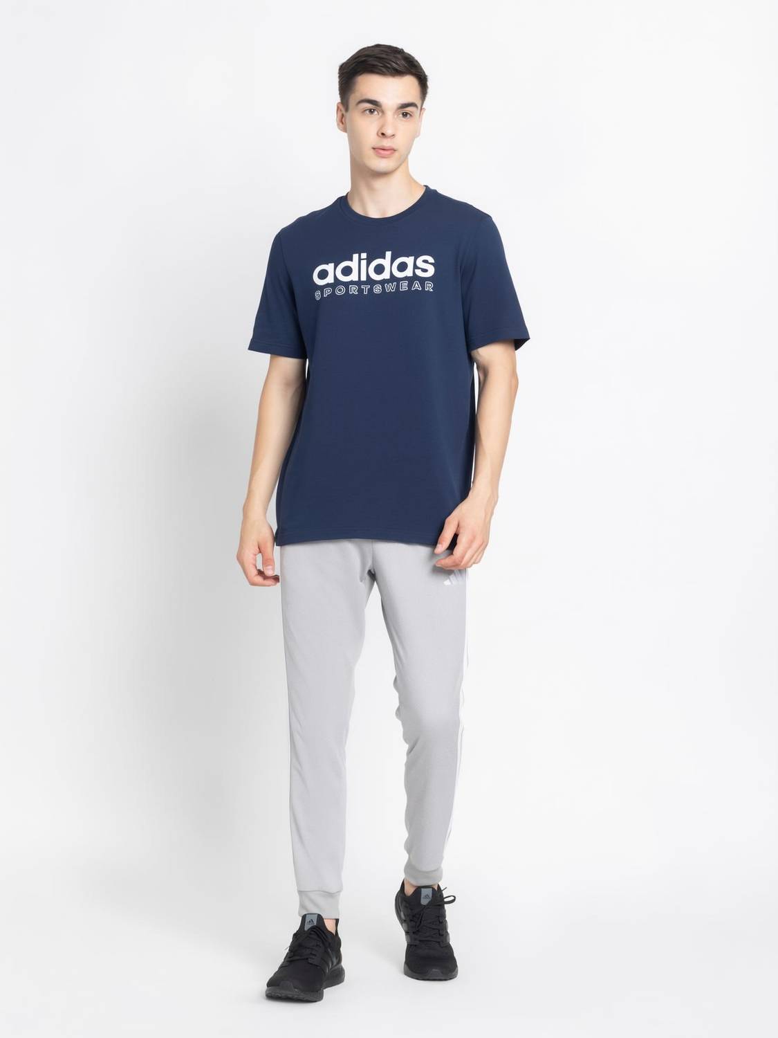 ADIDAS Printed Men Round Neck Blue T-Shirt