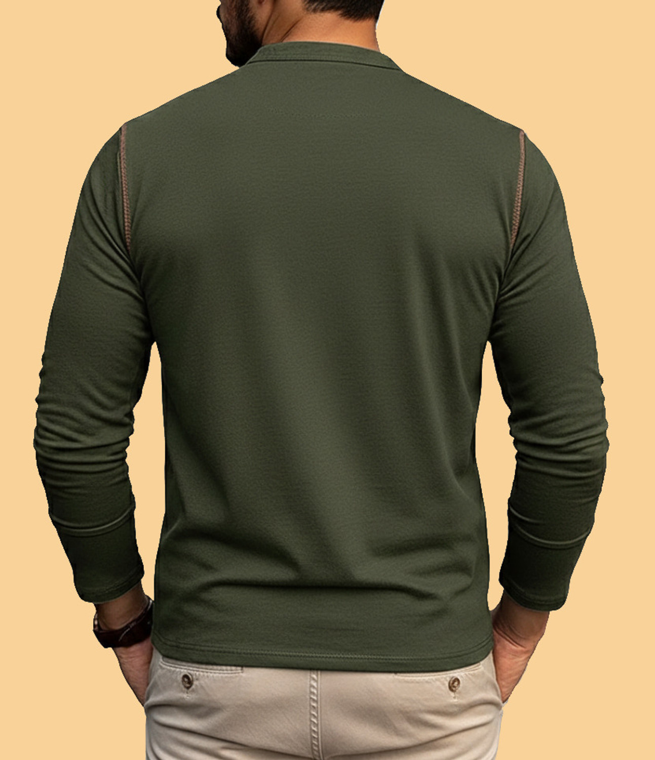 Image of Reya Solid Men Mandarin Collar Dark Green, Navy Blue T-Shirt