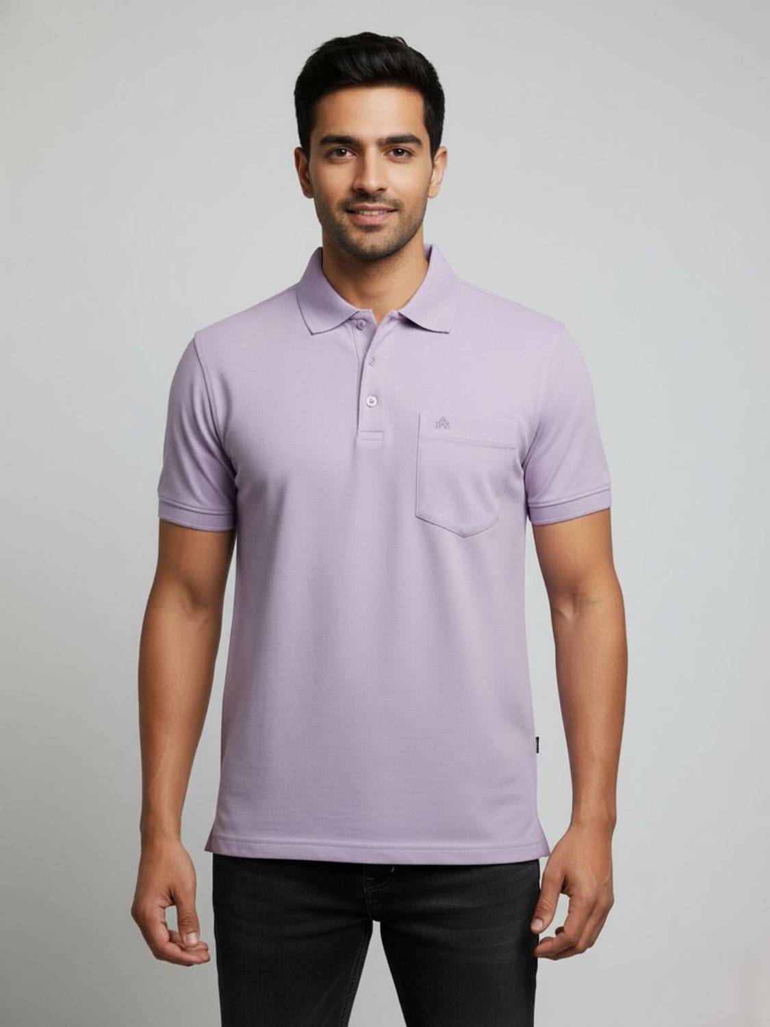 AWIBE Solid Men Polo Neck Purple T-Shirt